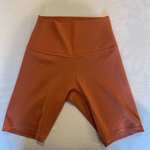 Lululemon Align high-rise biker shorts in coral, 8 inch inseam